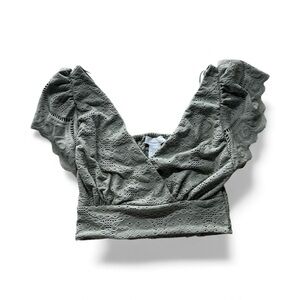 Elegant Lace Olive Green Women's Top